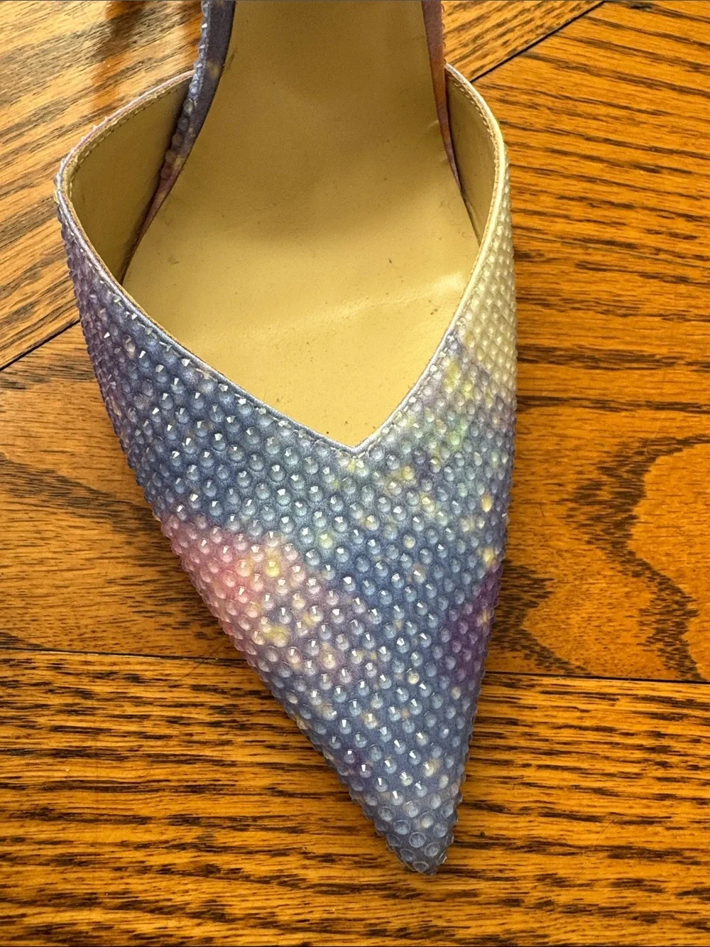 Jimmy Choo Iridescent Crystal-Ankle Pointed-Toe Pumps Purple, pink, white, Blue - Picture 5 of 12